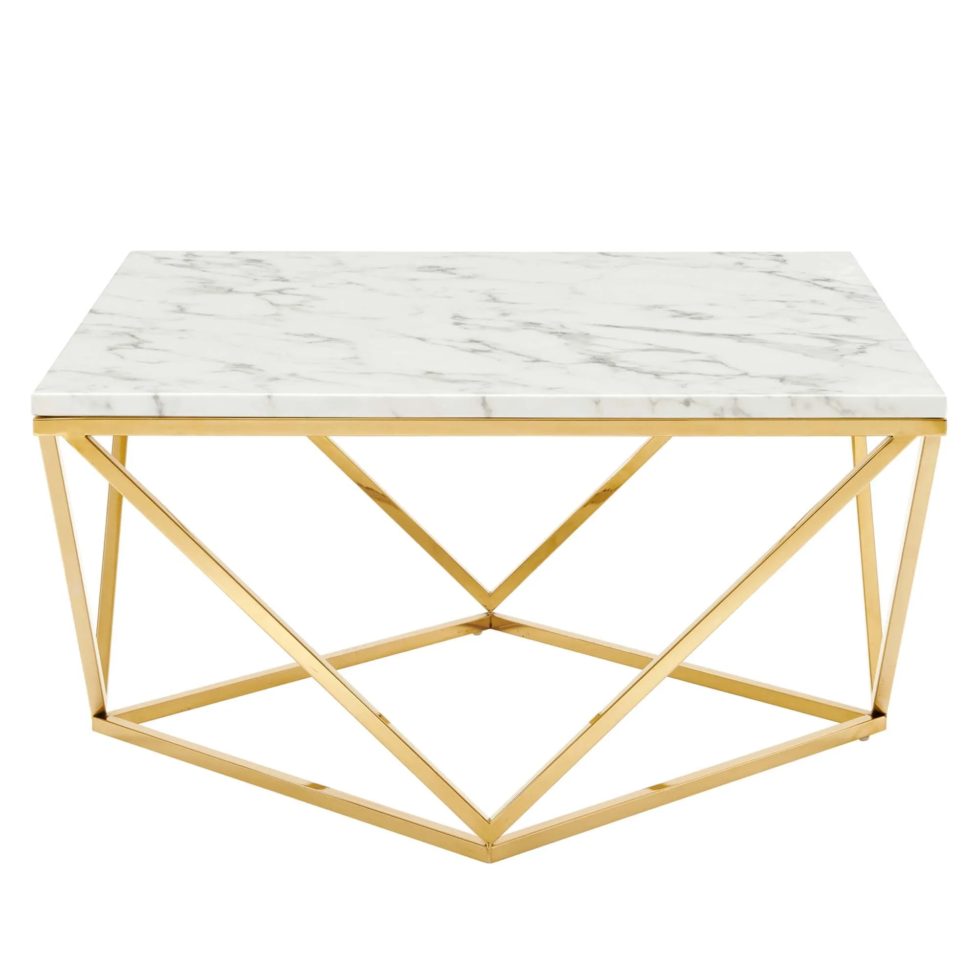 Vertex Gold Metal Stainless Steel Coffee Table by Modway