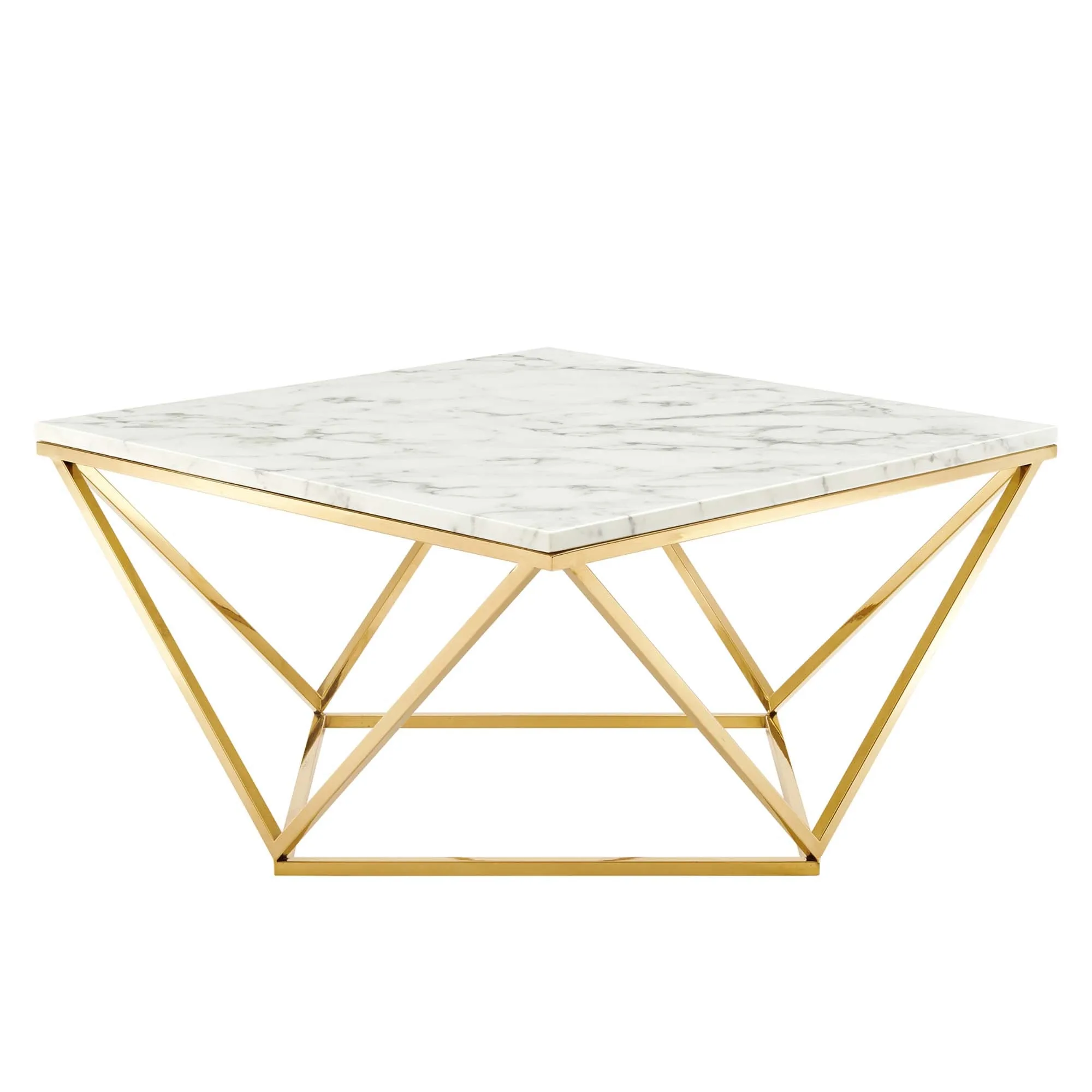 Vertex Gold Metal Stainless Steel Coffee Table by Modway