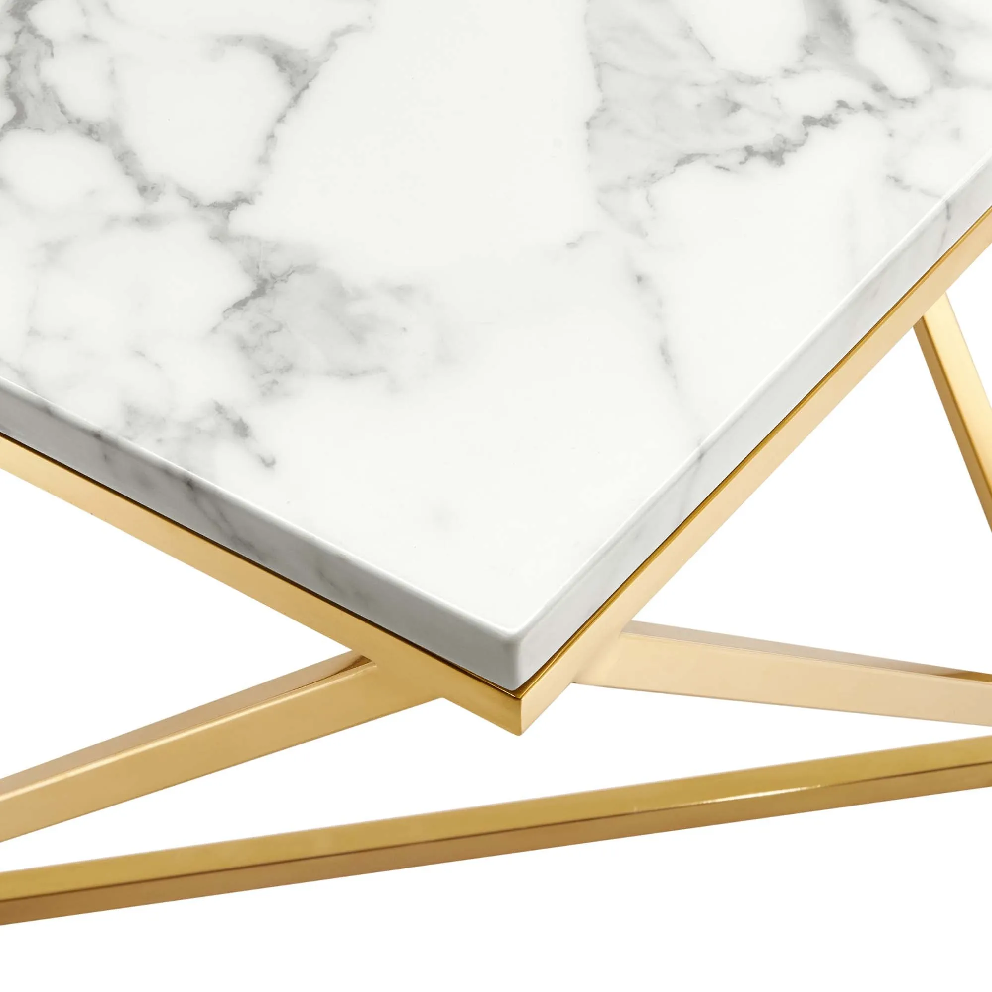 Vertex Gold Metal Stainless Steel Coffee Table by Modway