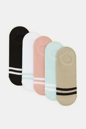 Women Assorted Striped Invisible Socks (Pack Of 5)