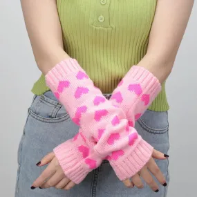 Women's Kawaii Heart Pattern Arm Warmers – Cute and Cozy