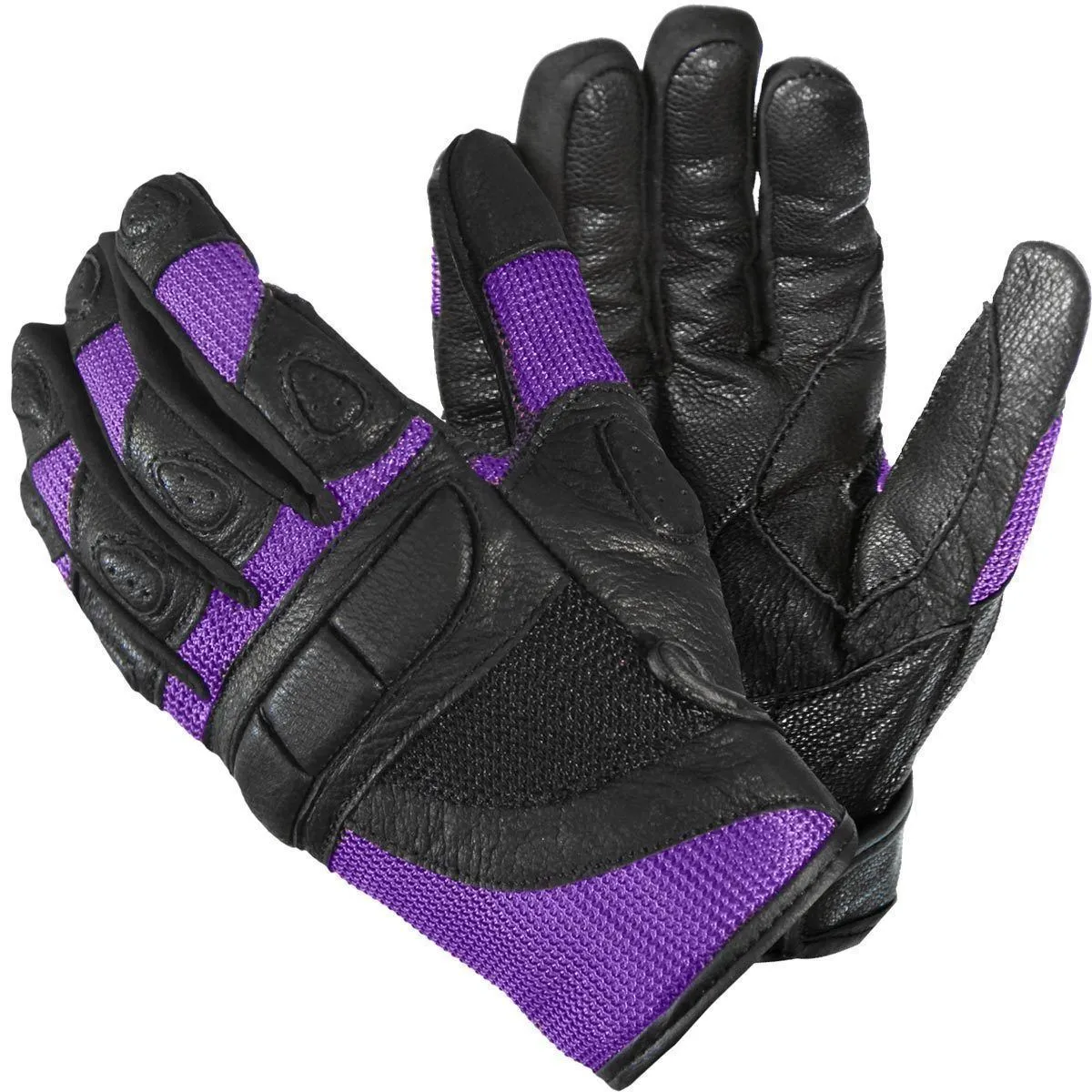 Xelement XG80208 Women's Black and Purple Mesh Cool Rider Motorcycle Gloves